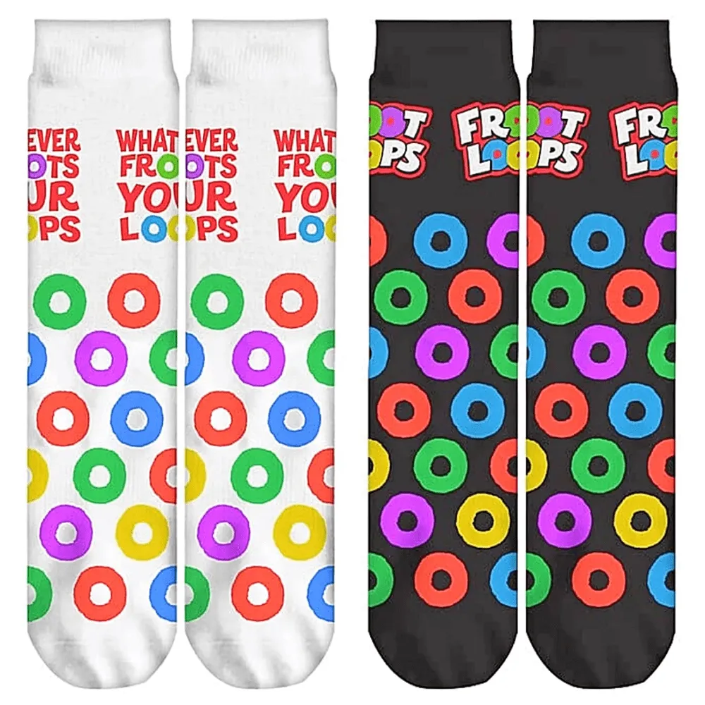 2 PAIRS UNISEX FROOT LOOPS LICENSED CREW SOCKS