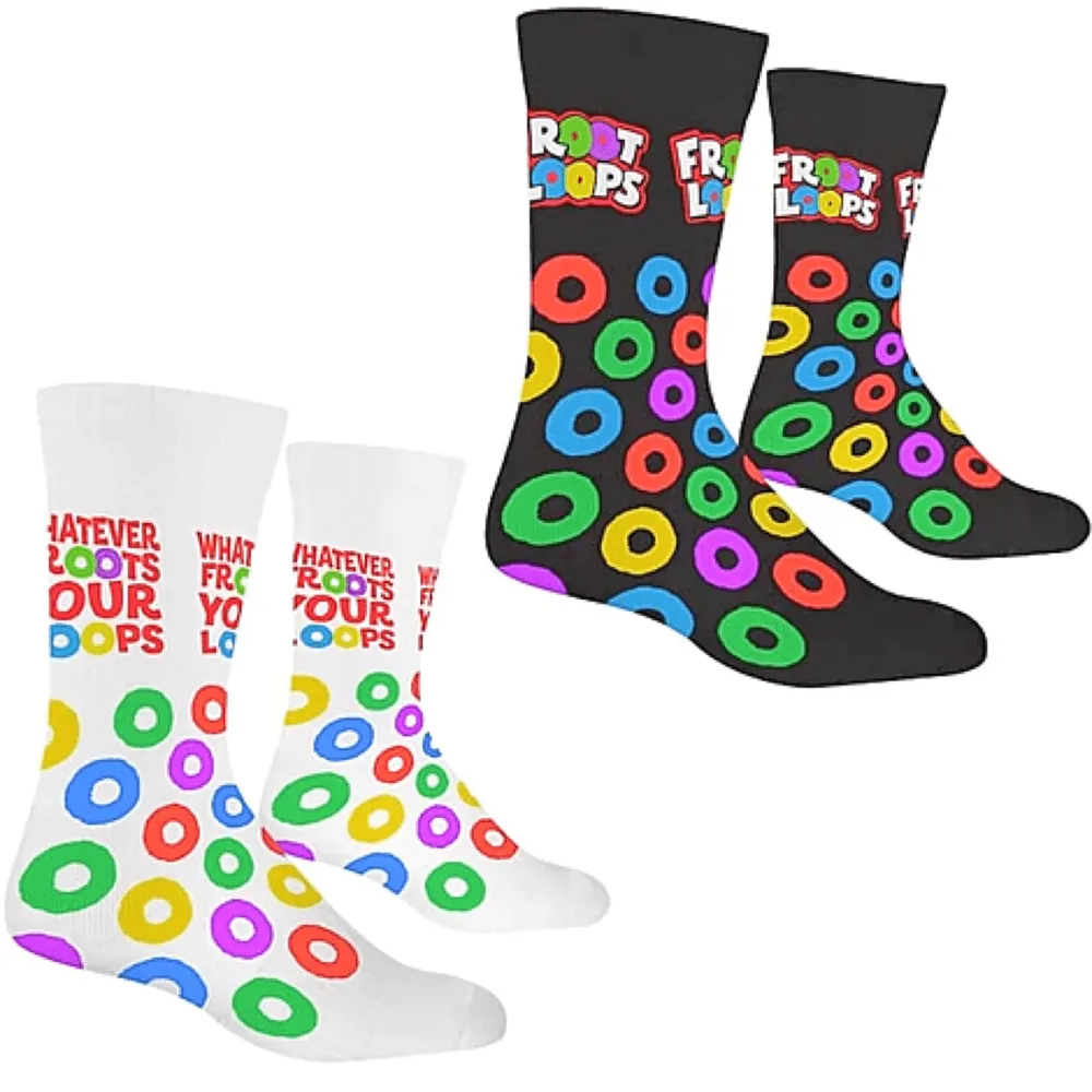 2 PAIRS UNISEX FROOT LOOPS LICENSED CREW SOCKS