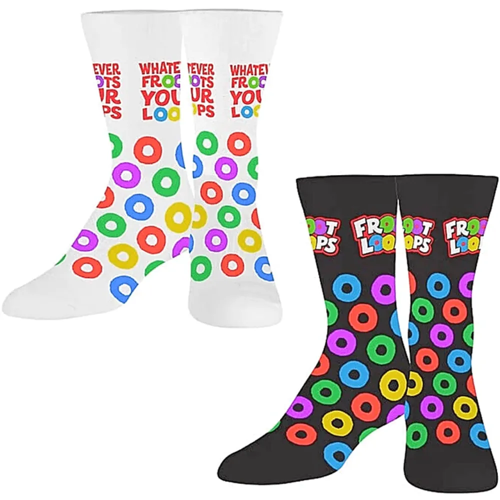 2 PAIRS UNISEX FROOT LOOPS LICENSED CREW SOCKS