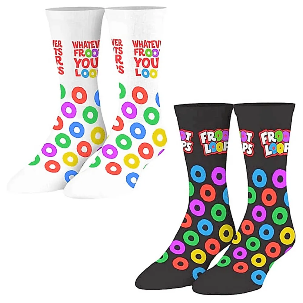 2 PAIRS UNISEX FROOT LOOPS LICENSED CREW SOCKS