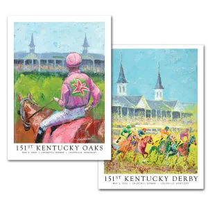 2025 Kentucky Derby & Kentucky Oaks Poster Set - 151st Kentucky Derby Official Art