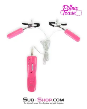 7807M-SIS      Pretty Sissy Clitty Clamps Feminization BDSM Training 7 Function Vibrating Pink Nipples, Cock or Balls Clamp Set
