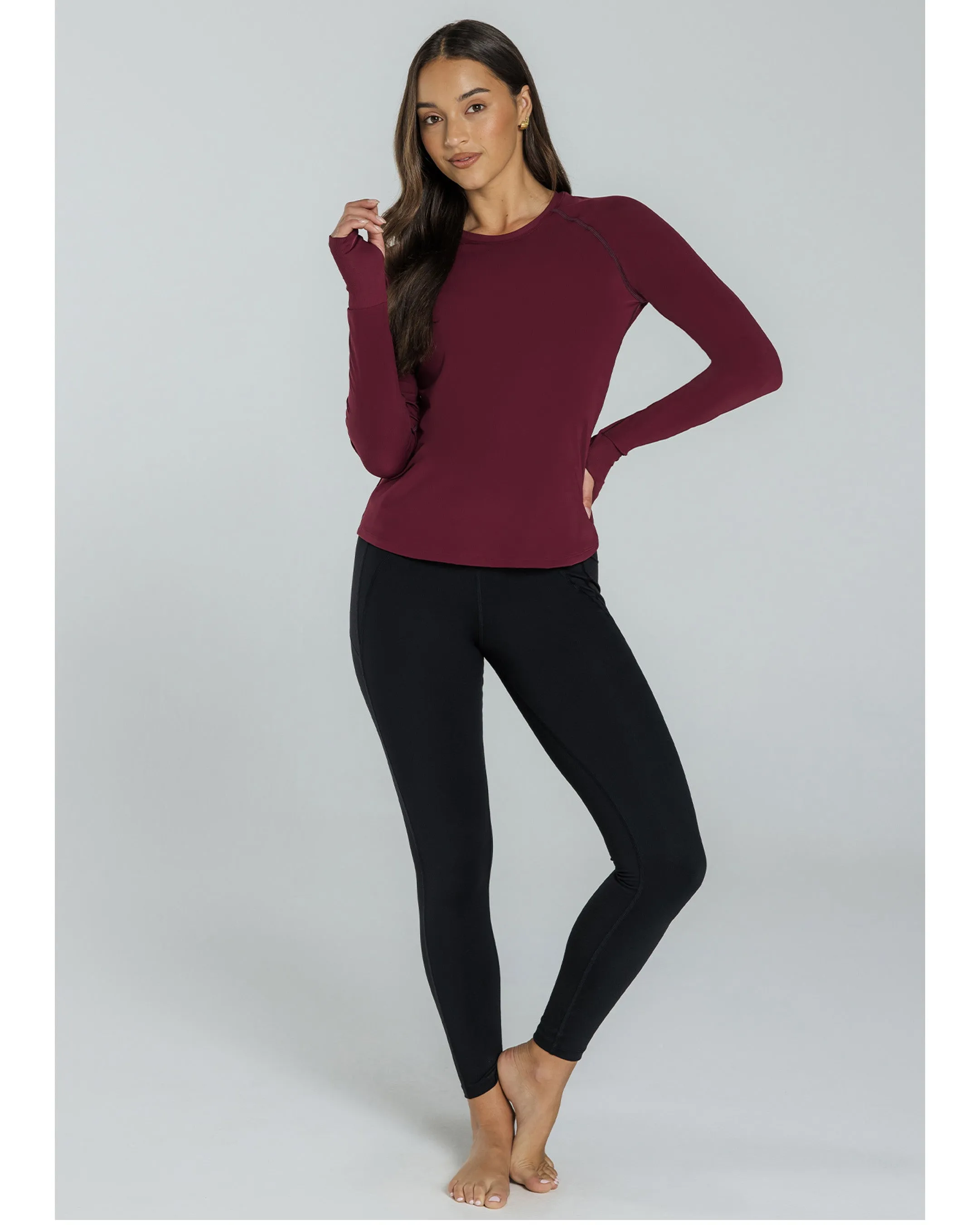 Abi and Joseph Morning Stretch Long Sleeve Top - Claret