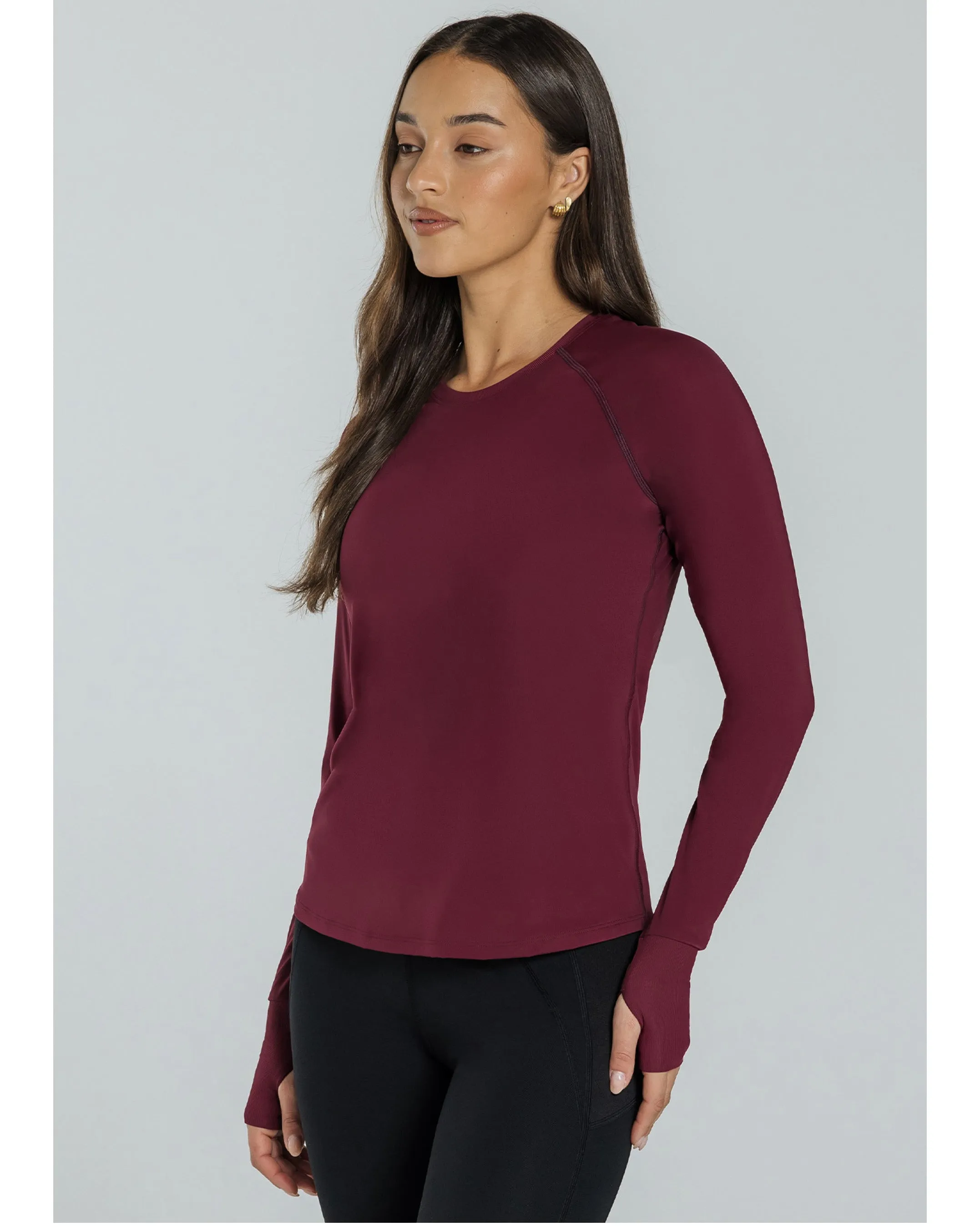 Abi and Joseph Morning Stretch Long Sleeve Top - Claret