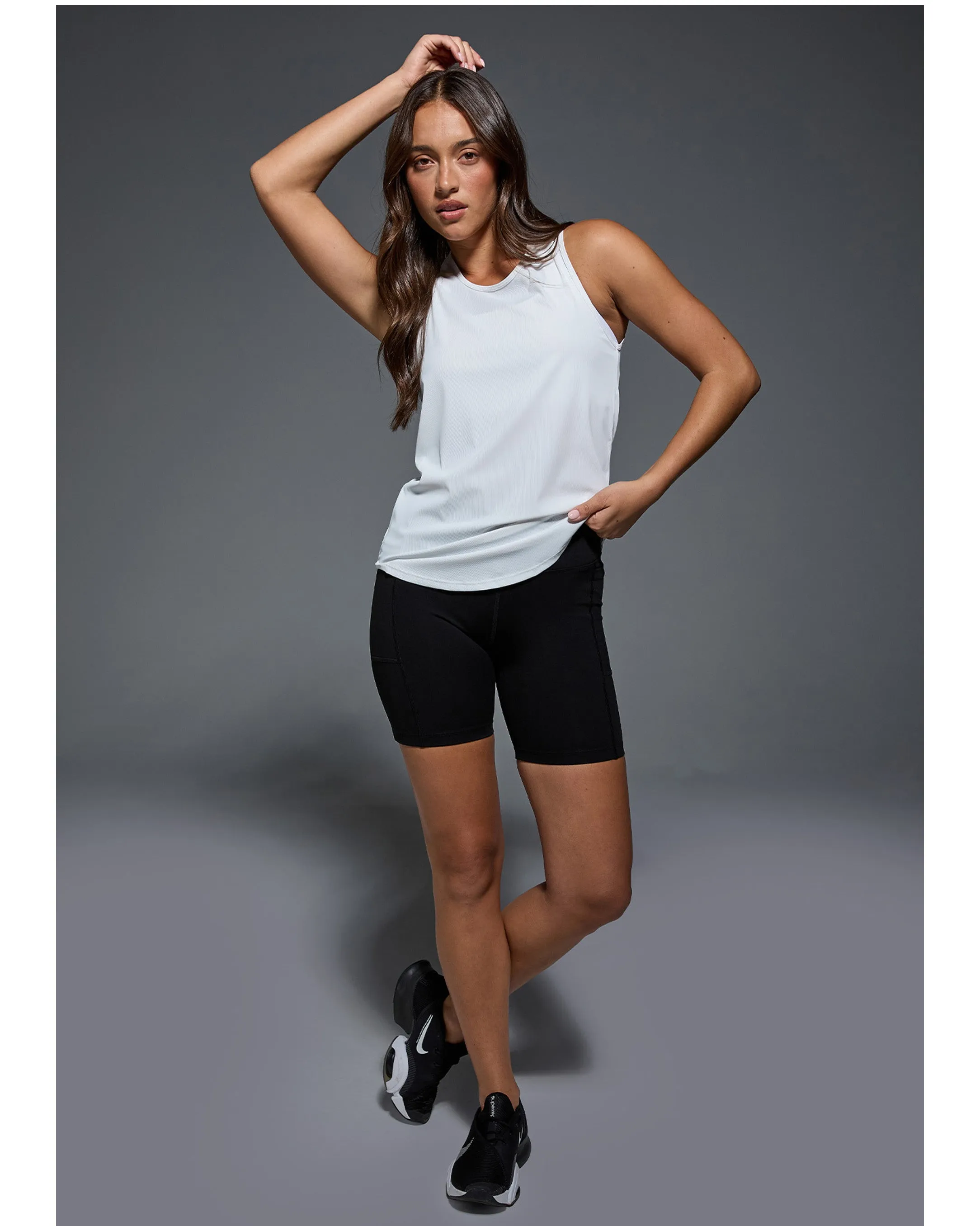 Abi and Joseph Walk on by Mesh Back Tank - White