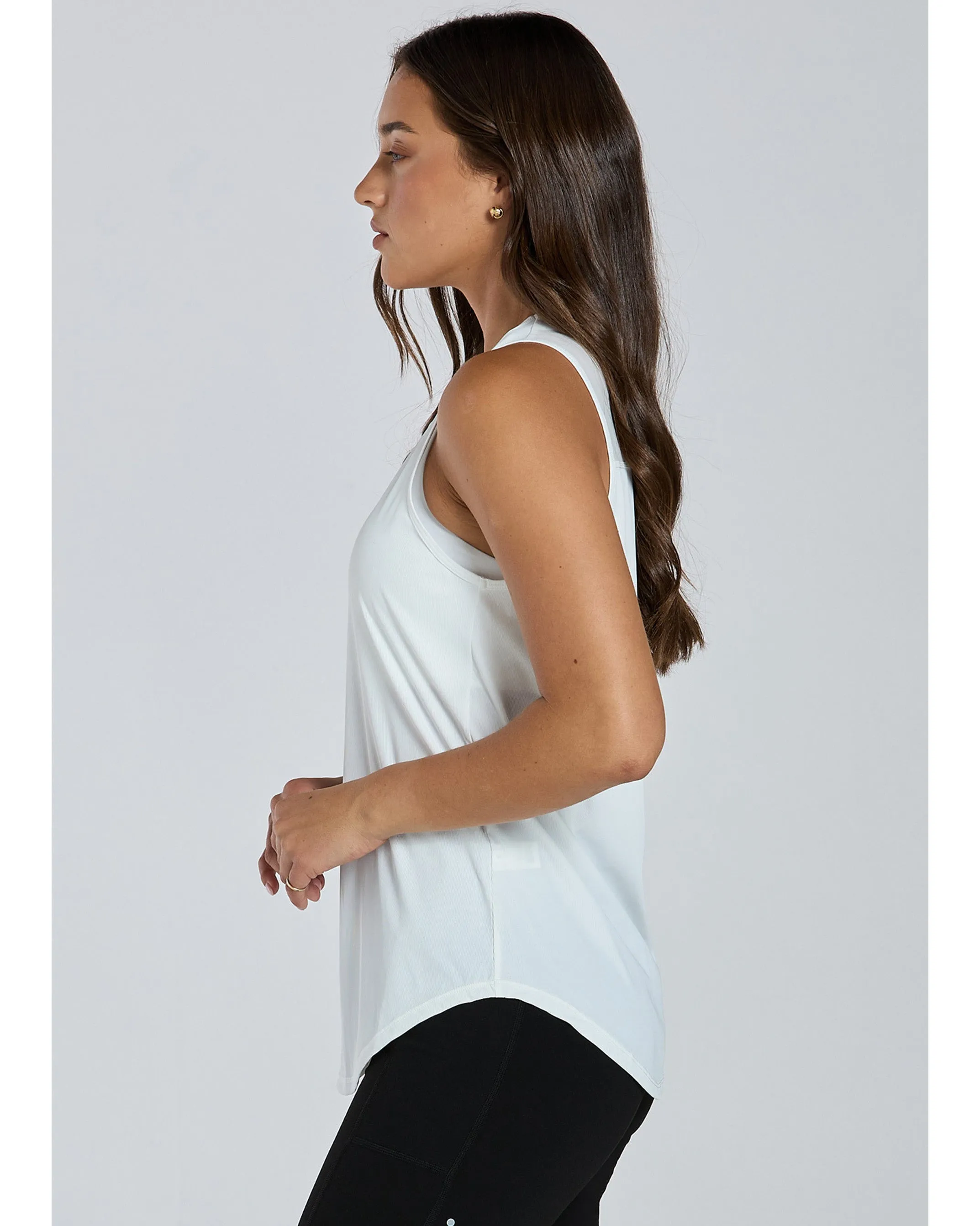 Abi and Joseph Walk on by Mesh Back Tank - White