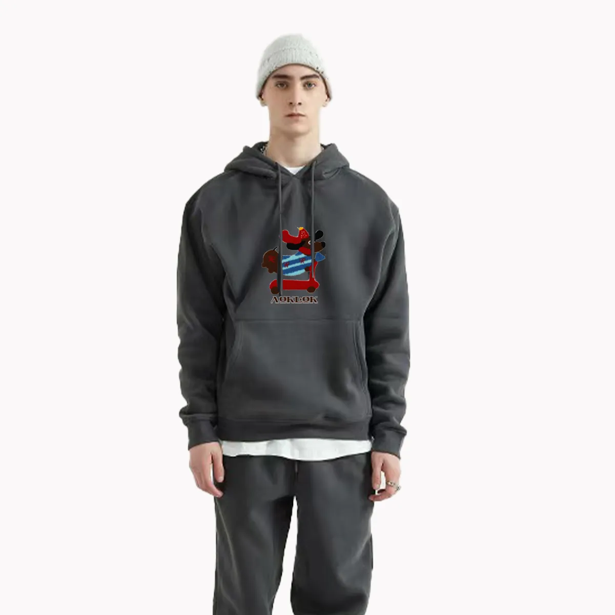 AG Embroidery Skateboard Dachshund  Hoodie
