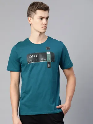 Alcis Men Blue Typography Printed T-shirt