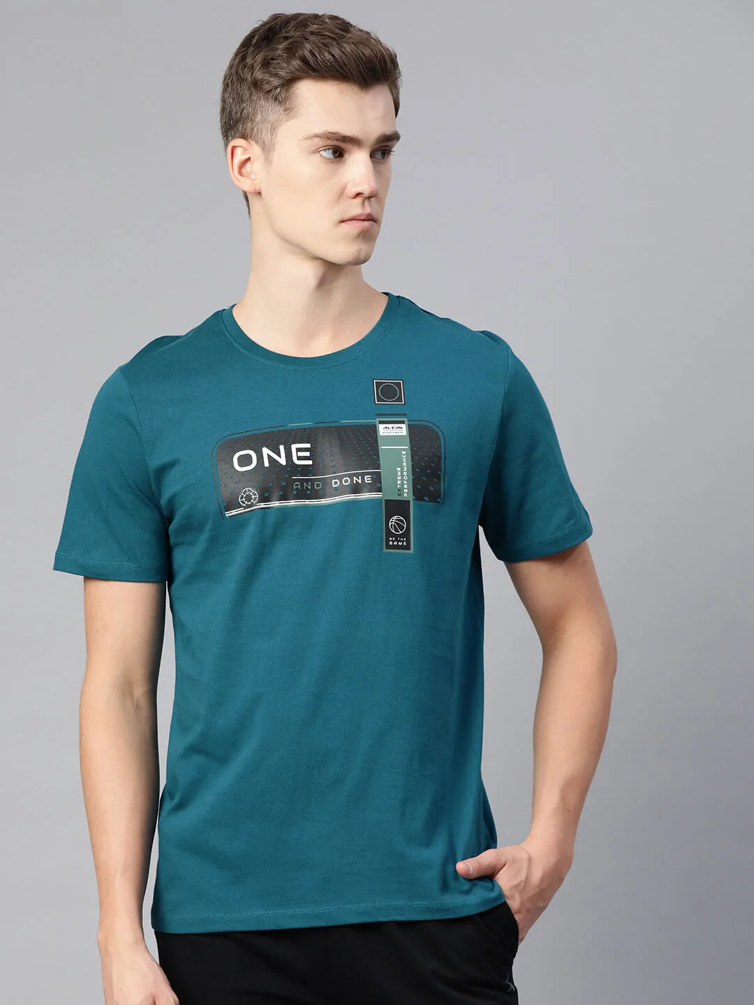 Alcis Men Blue Typography Printed T-shirt