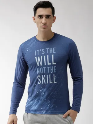 Alcis Men Navy Blue Printed Round Neck Training T-shirt