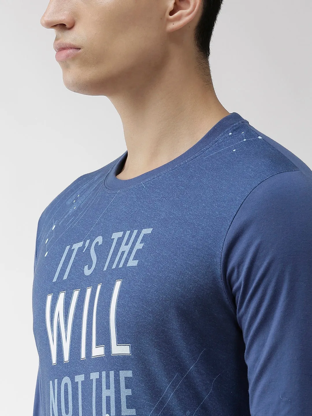 Alcis Men Navy Blue Printed Round Neck Training T-shirt