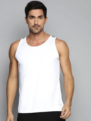 ALCIS Men White Slim Fit Running T-shirt