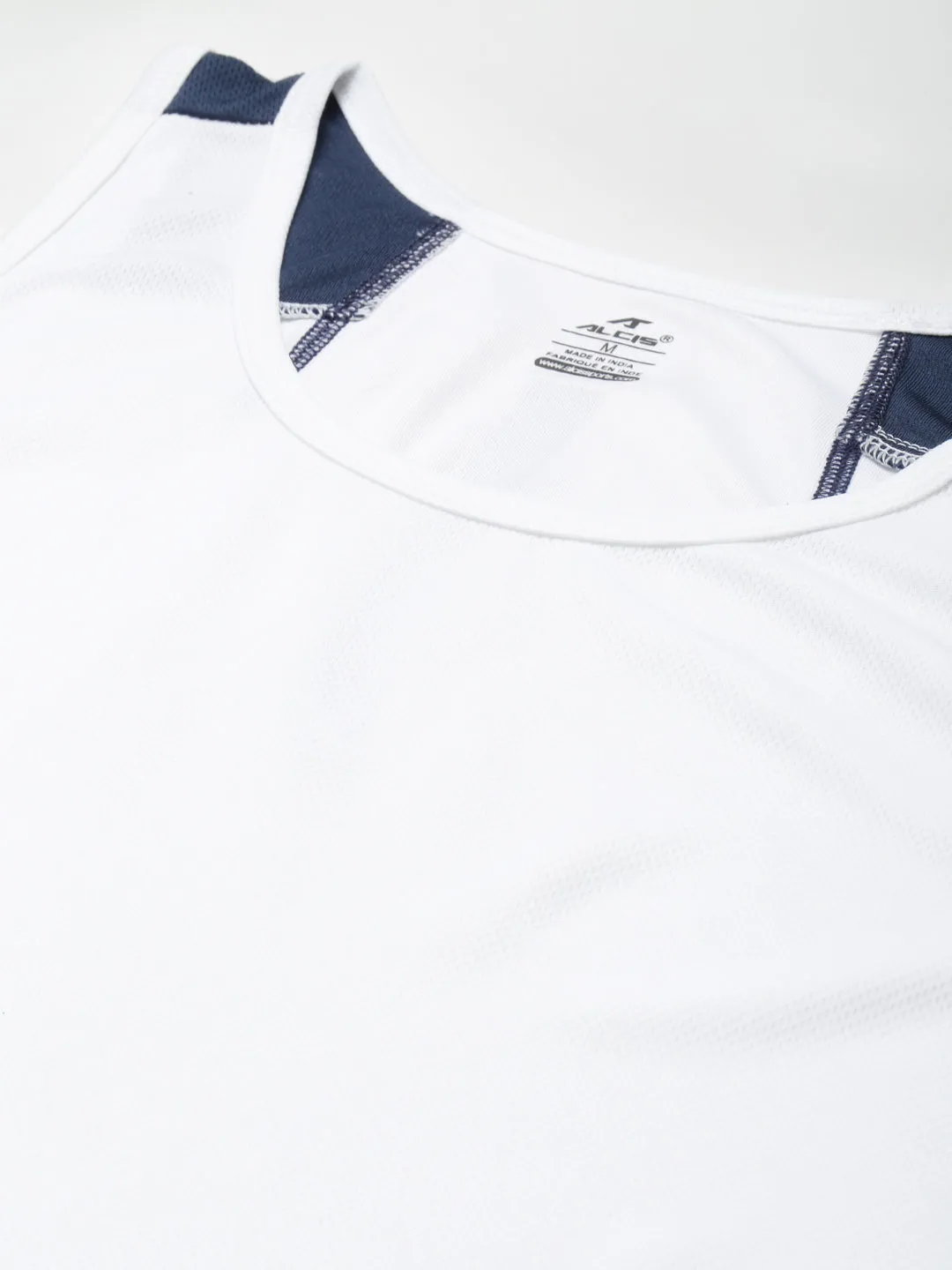 ALCIS Men White Slim Fit Running T-shirt