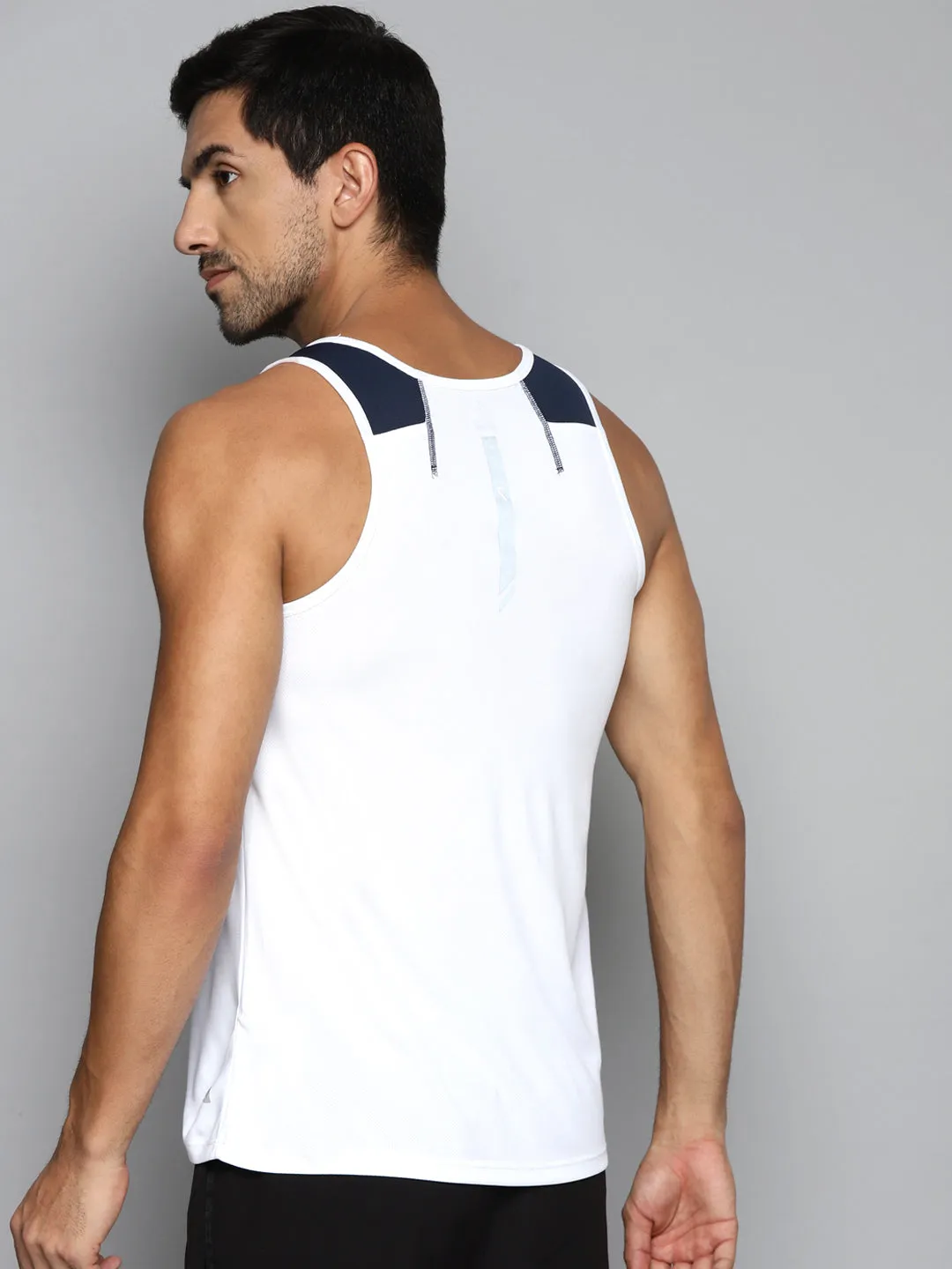ALCIS Men White Slim Fit Running T-shirt