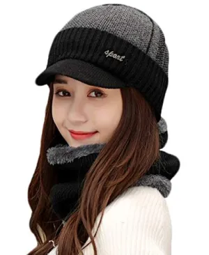 Alexvyan Winter Unisex Woolen Pashmina Cashmere Beanie Hat Cap for Men Women Girl Boy Warm Snow Proof Soft for Riding, Cycling, Byke, Bike, Motorcycle Air Proof (Black Arrow)