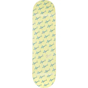 April Shane O'Neill Script Logo Yellow Skateboard Deck 8.5"