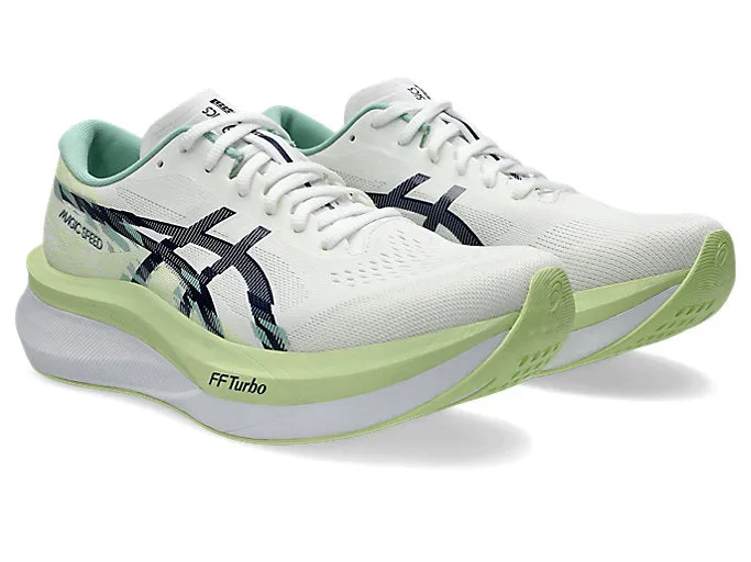 Asics Magic Speed 4 (D Width) - White/Blue Expanse (Mens)