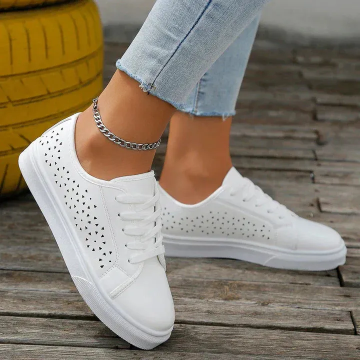 Beige Sophia lace-up sneaker