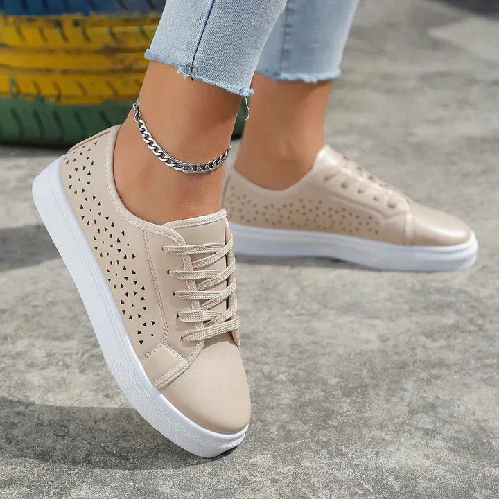 Beige Sophia lace-up sneaker
