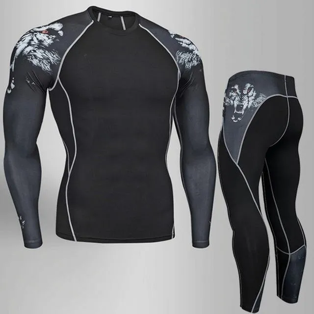 BEST NEW Mens Compression Set Running Tights Workout Fitness Training Tracksuit Long Sleeves
