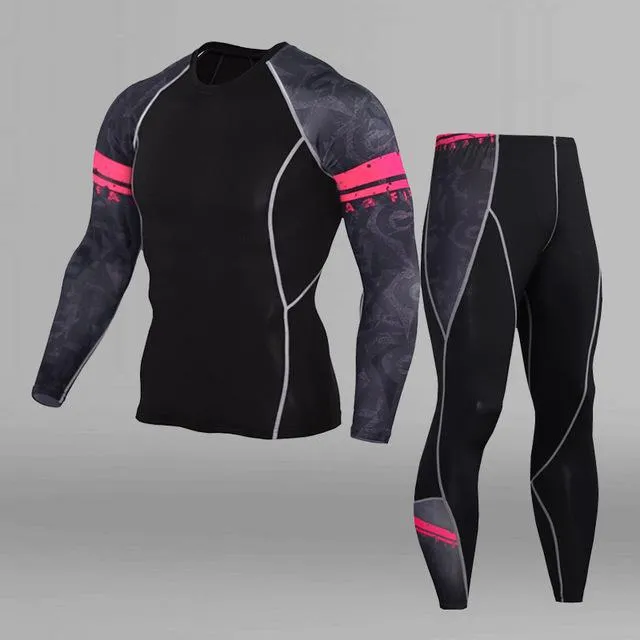 BEST NEW Mens Compression Set Running Tights Workout Fitness Training Tracksuit Long Sleeves