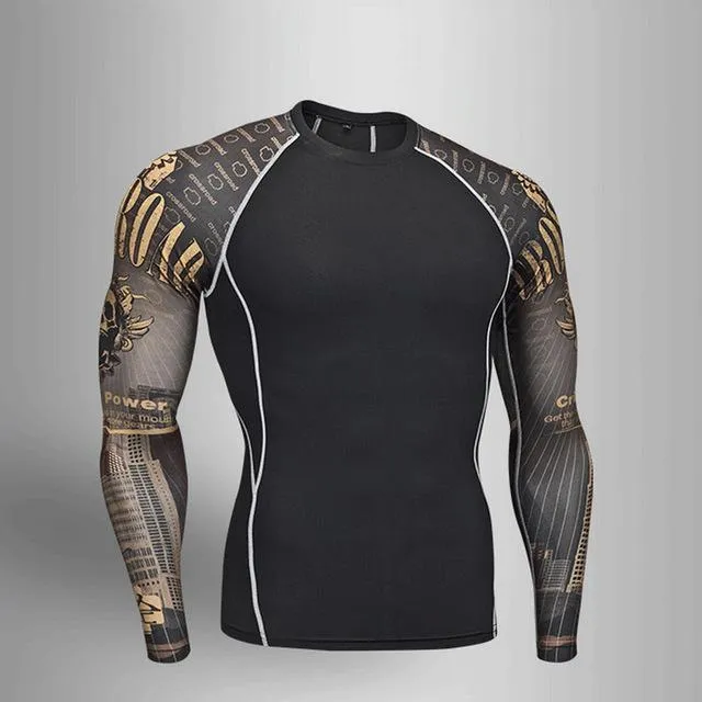 BEST NEW Mens Compression Set Running Tights Workout Fitness Training Tracksuit Long Sleeves