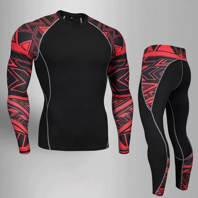 BEST NEW Mens Compression Set Running Tights Workout Fitness Training Tracksuit Long Sleeves