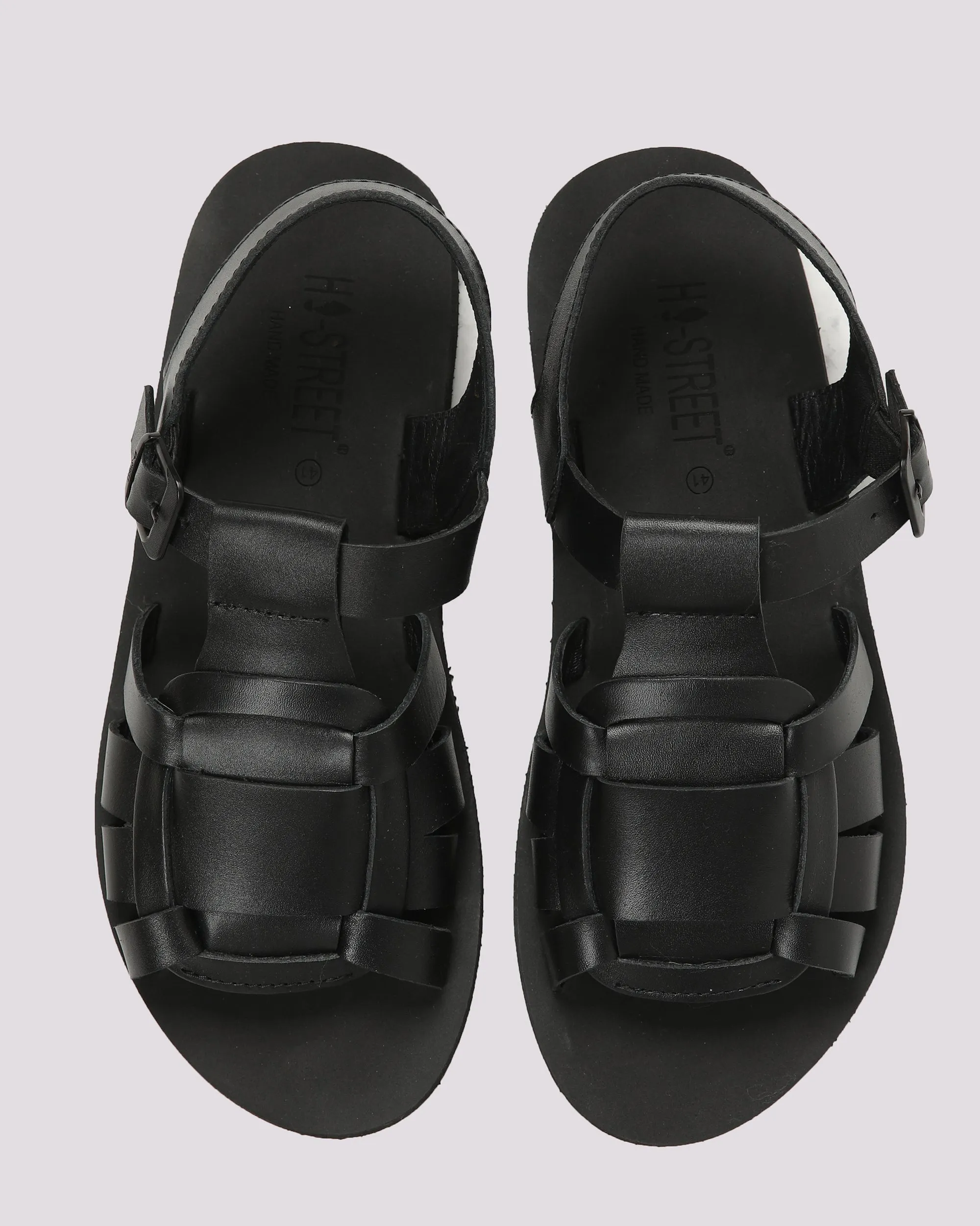 Black Comfort Leather Sandal