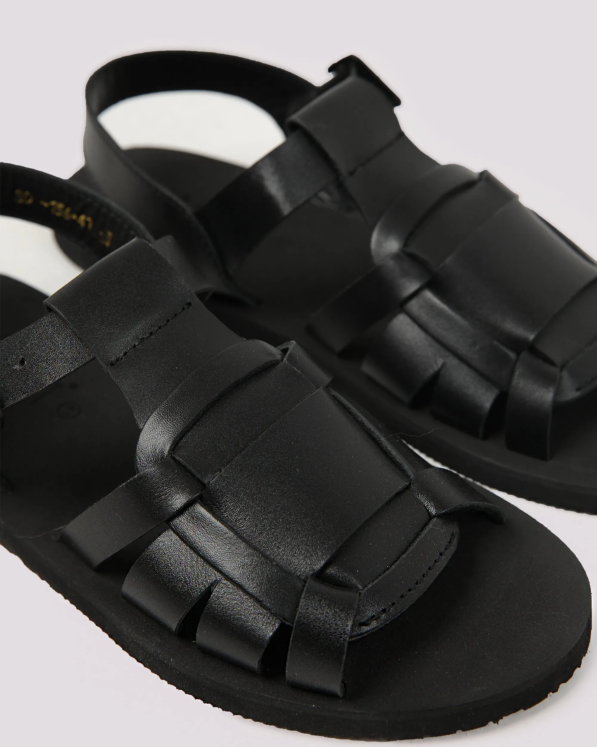 Black Comfort Leather Sandal