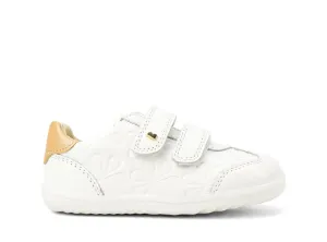 Bobux I Walk Sprite Embossed White   Pale Gold Trainers