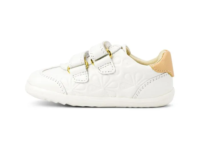Bobux I Walk Sprite Embossed White   Pale Gold Trainers