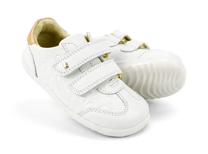 Bobux I Walk Sprite Embossed White   Pale Gold Trainers