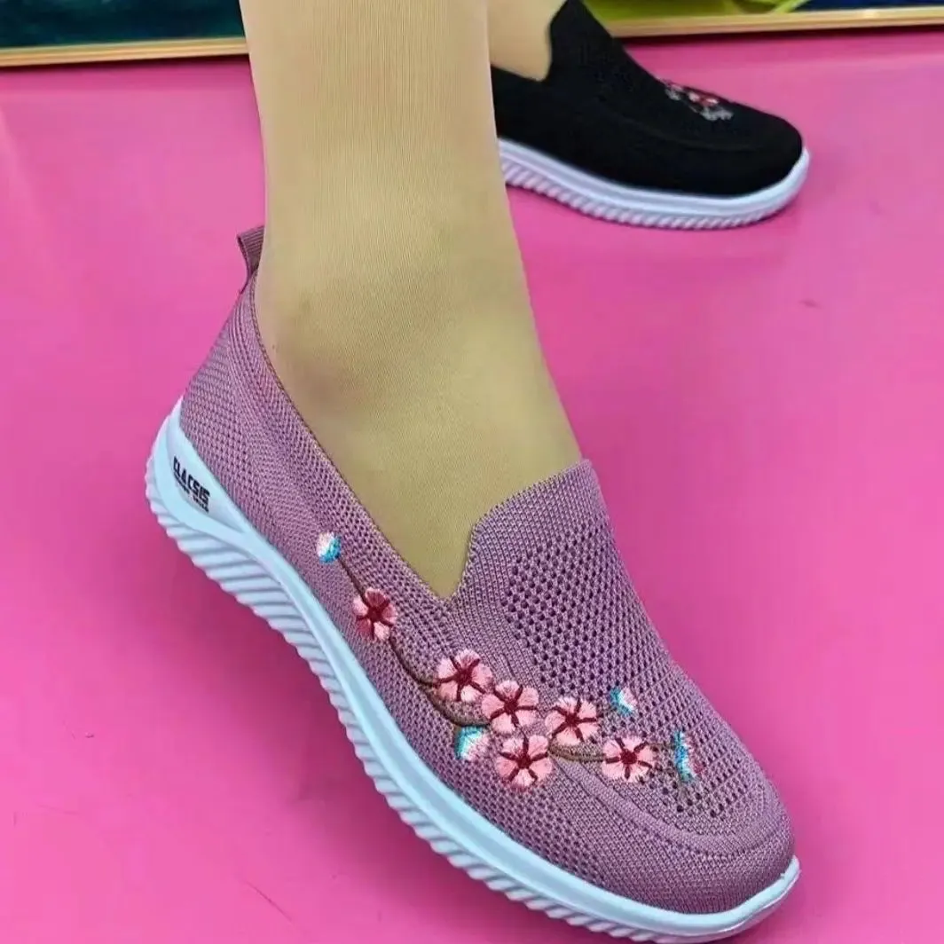 Breathable Floral Mesh Comfort Sneakers for Women