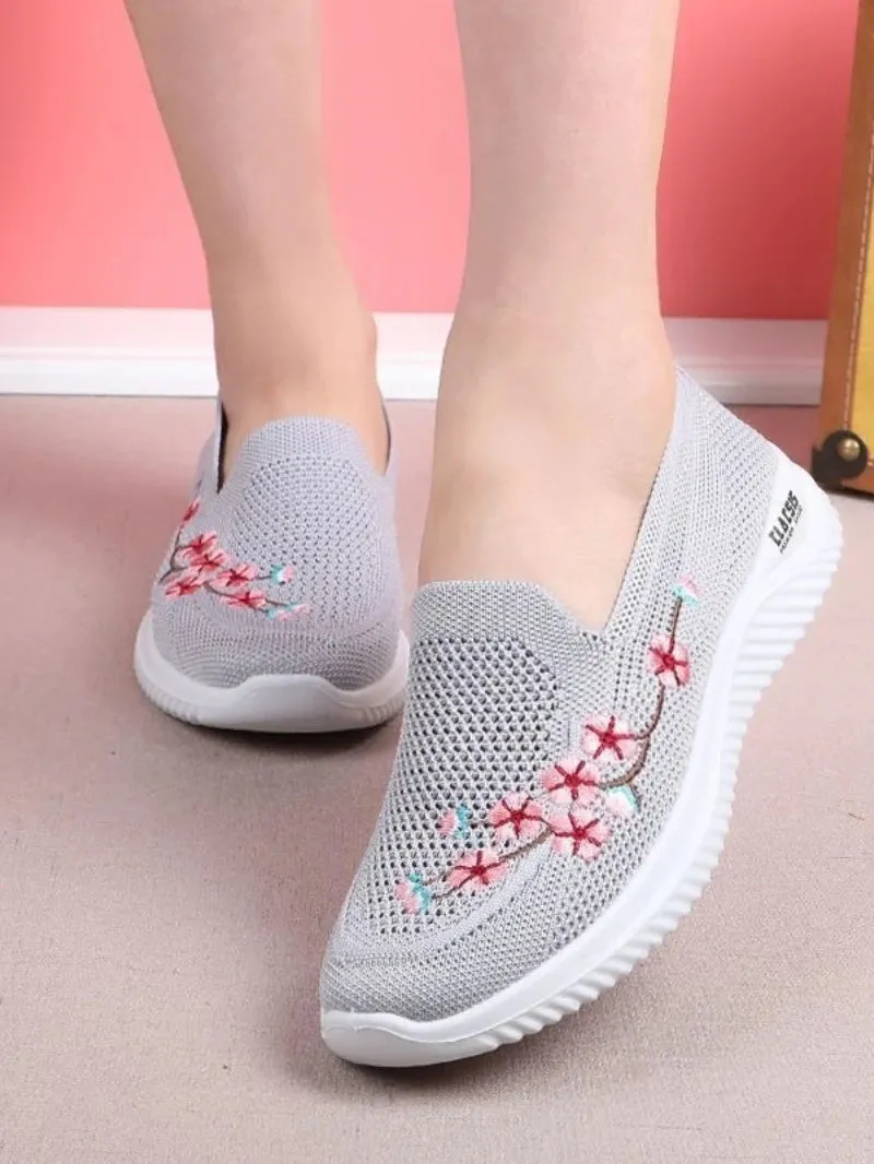 Breathable Floral Mesh Comfort Sneakers for Women