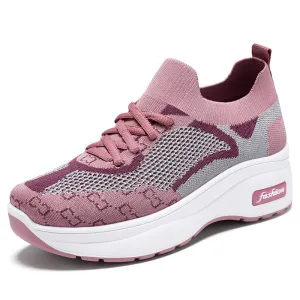 Breathable Two-Tone Tie-Dye Slip-On Sneakers for Women