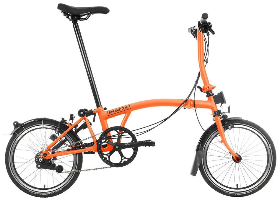 Brompton C Line S6L Black Edition Folding Bike - Sunset Orange
