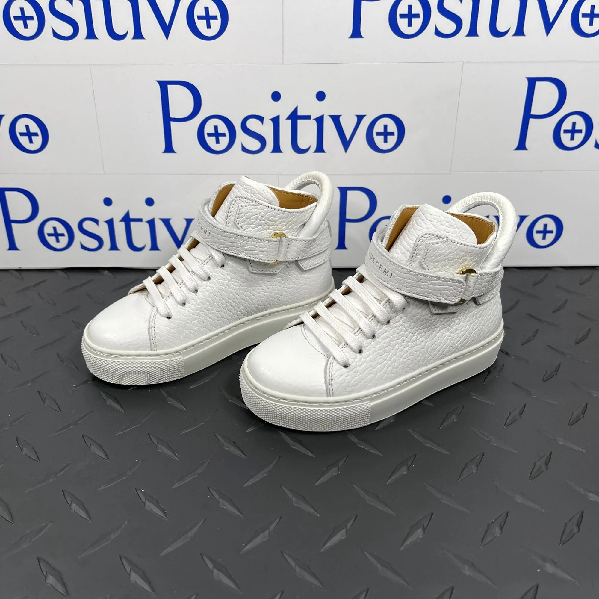 Buscemi 100MM Toddler Alce White Leather Sneakers
