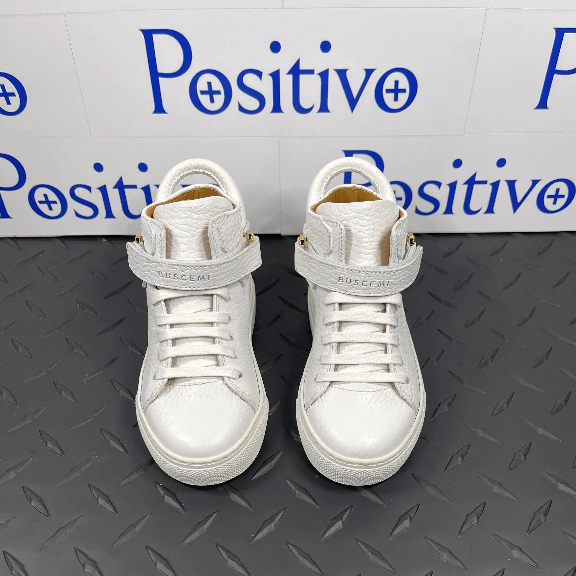 Buscemi 100MM Toddler Alce White Leather Sneakers
