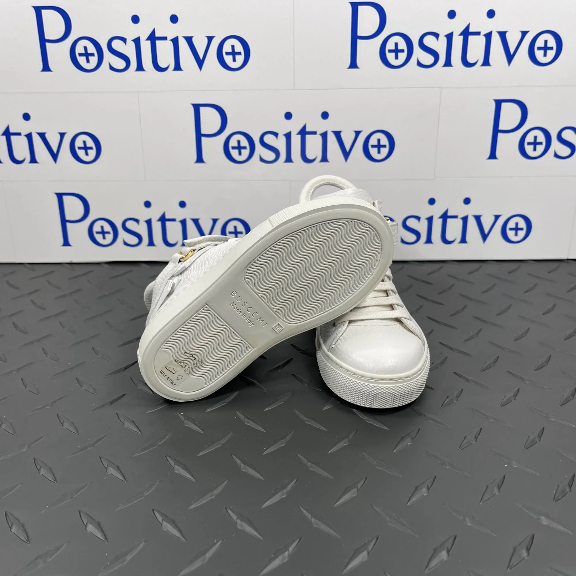 Buscemi 100MM Toddler Alce White Leather Sneakers