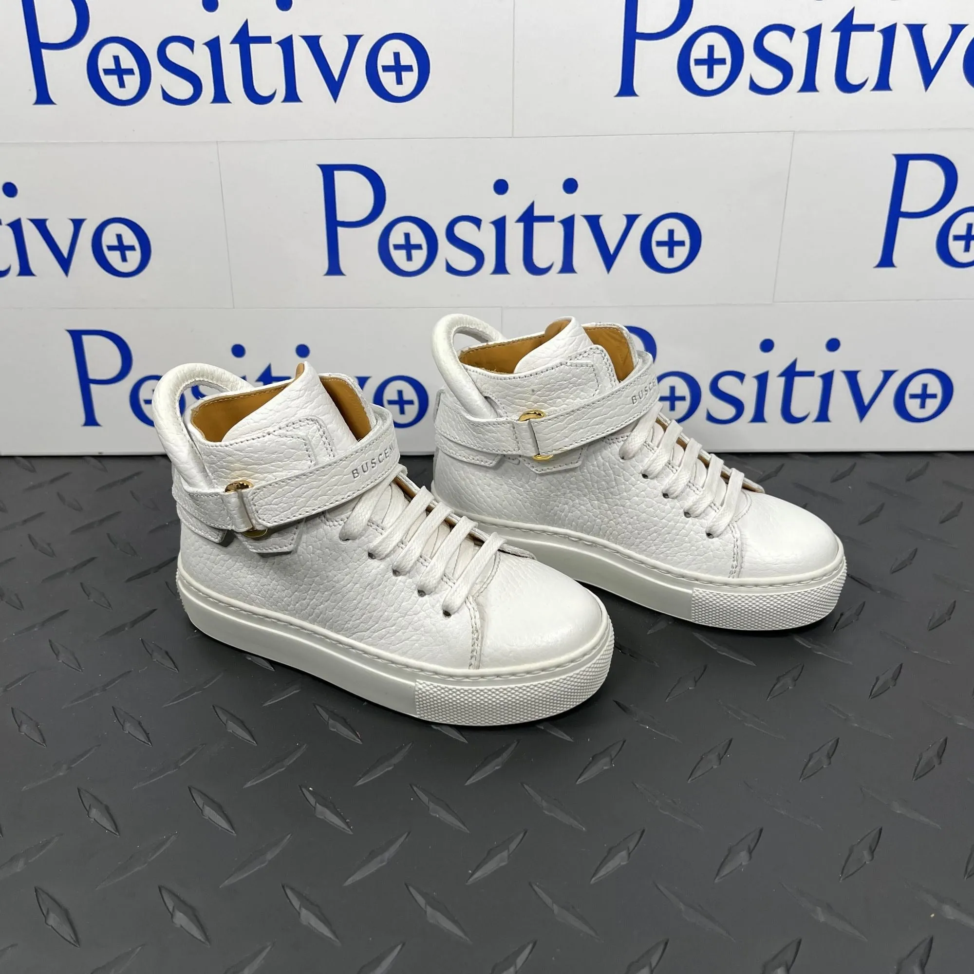 Buscemi 100MM Toddler Alce White Leather Sneakers