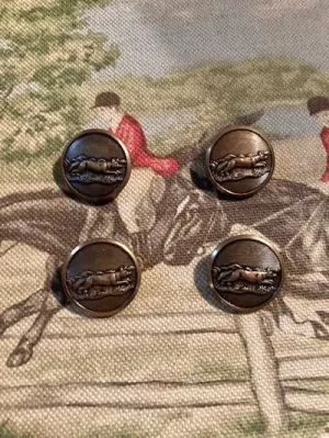 Buttons Antiqued Brass with Running Fox Relief Image New Set of Four
