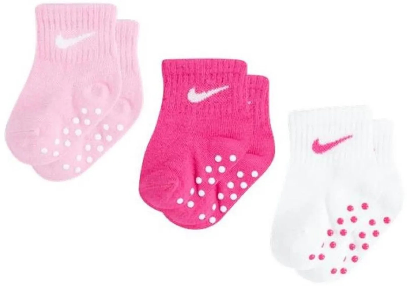 CALZE NIKE 3 PAIA BIMBO BIMBA RUNNING TRAINING FITNESS SOCKS BIANCA ROSA FUXIA
