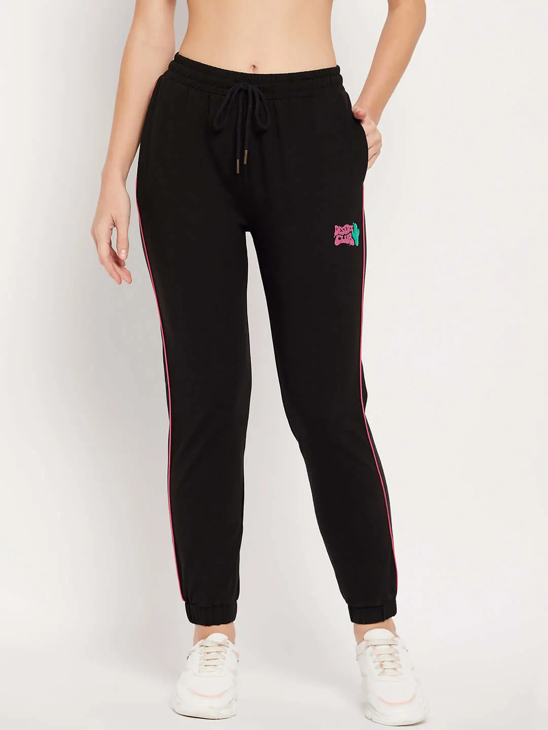 Camla Barcelona Black Cotton Typography Trackpants