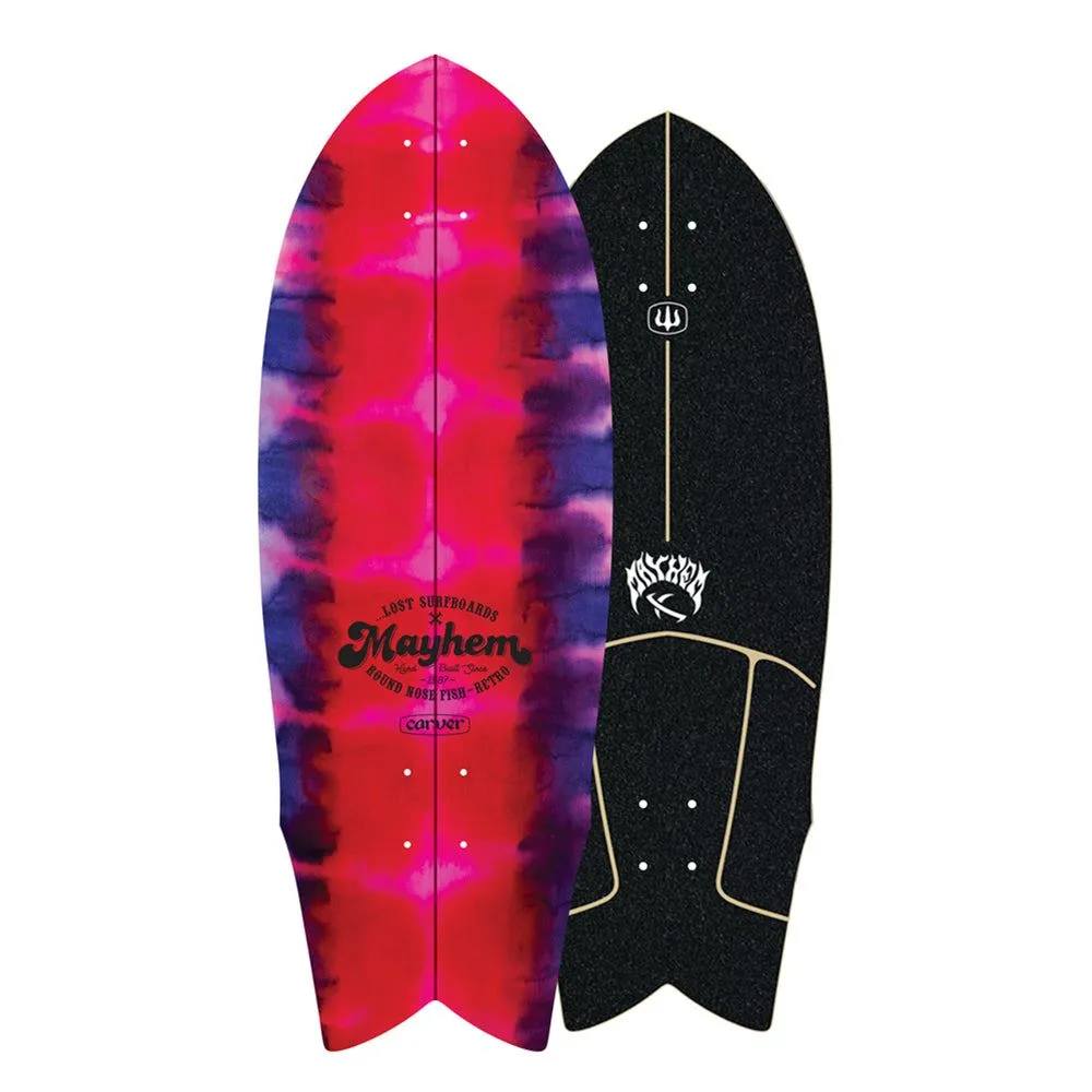 Carver ...Lost RNF Retro Tie Dye Surfskate Cruiser Skateboard DECK ONLY - 9.875" x 29.5" WB 16.5"