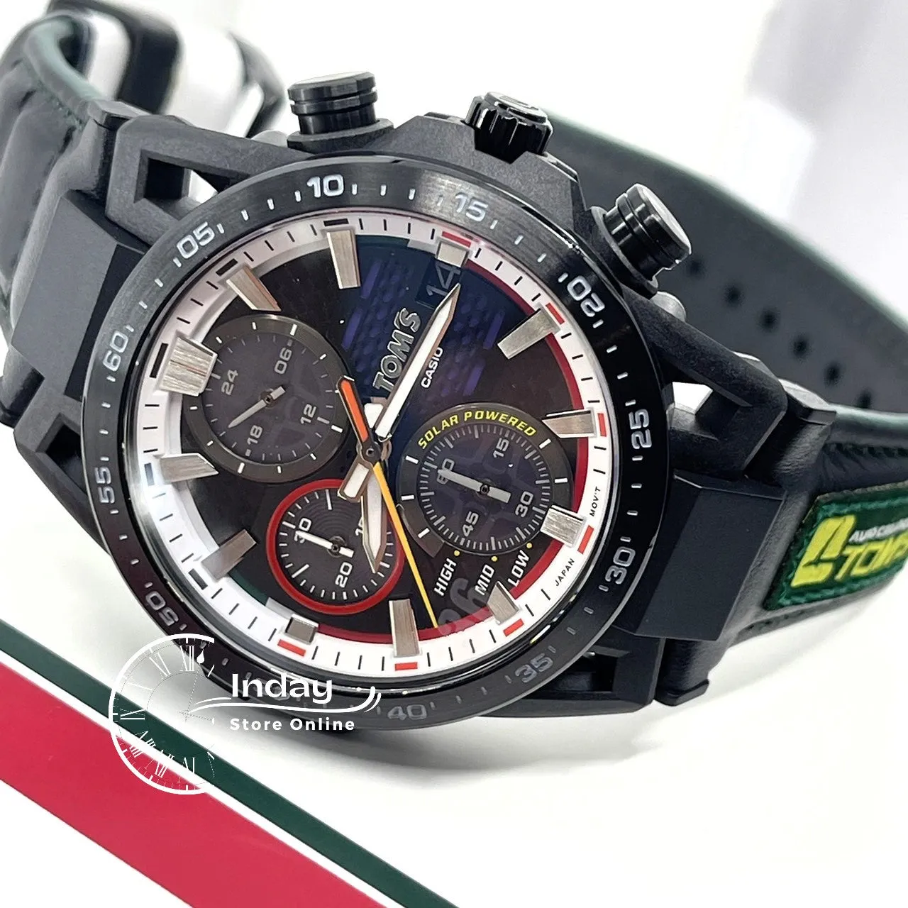 Casio Edifice Men's Watch EFS-S641TMS-1A Edifice Sospensione Sapphire Crystal Genuine Leather Band Solar Powered