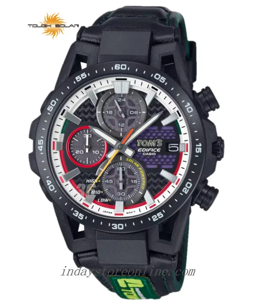 Casio Edifice Men's Watch EFS-S641TMS-1A Edifice Sospensione Sapphire Crystal Genuine Leather Band Solar Powered