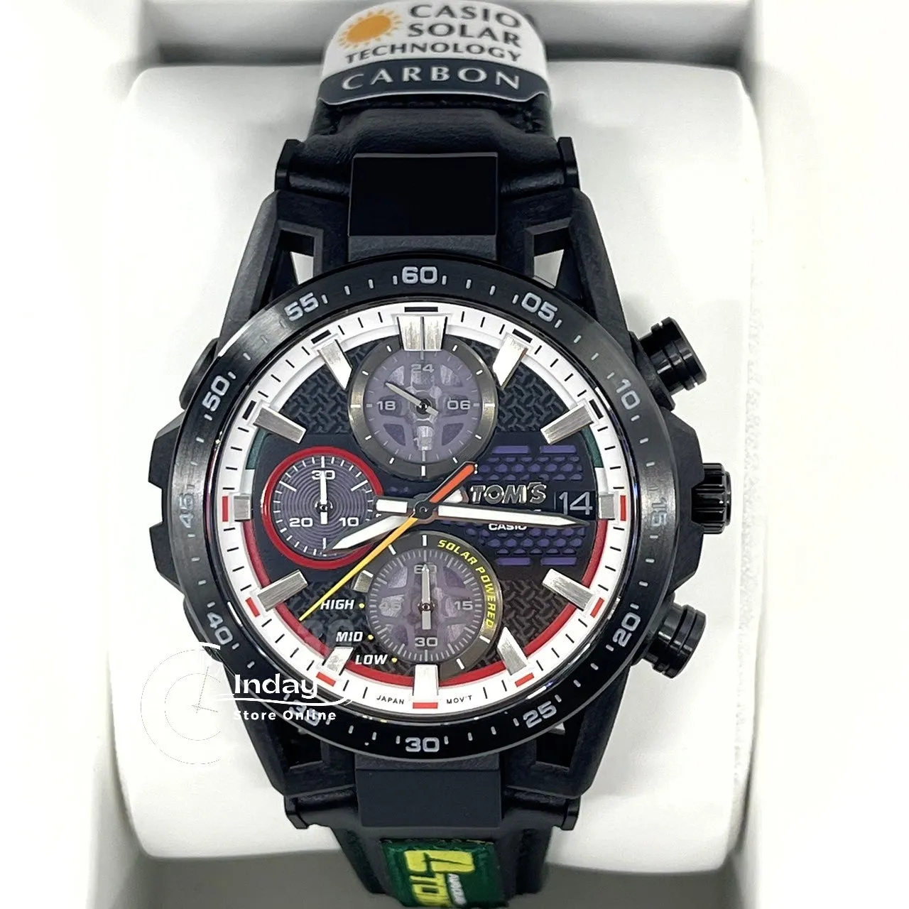 Casio Edifice Men's Watch EFS-S641TMS-1A Edifice Sospensione Sapphire Crystal Genuine Leather Band Solar Powered