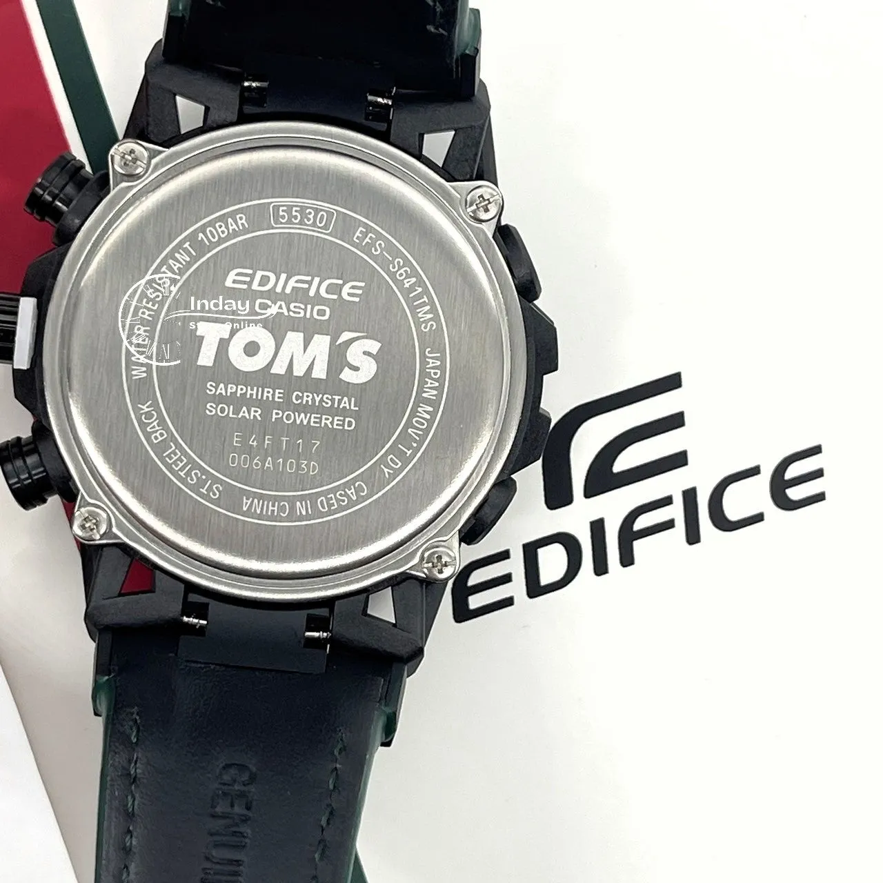 Casio Edifice Men's Watch EFS-S641TMS-1A Edifice Sospensione Sapphire Crystal Genuine Leather Band Solar Powered