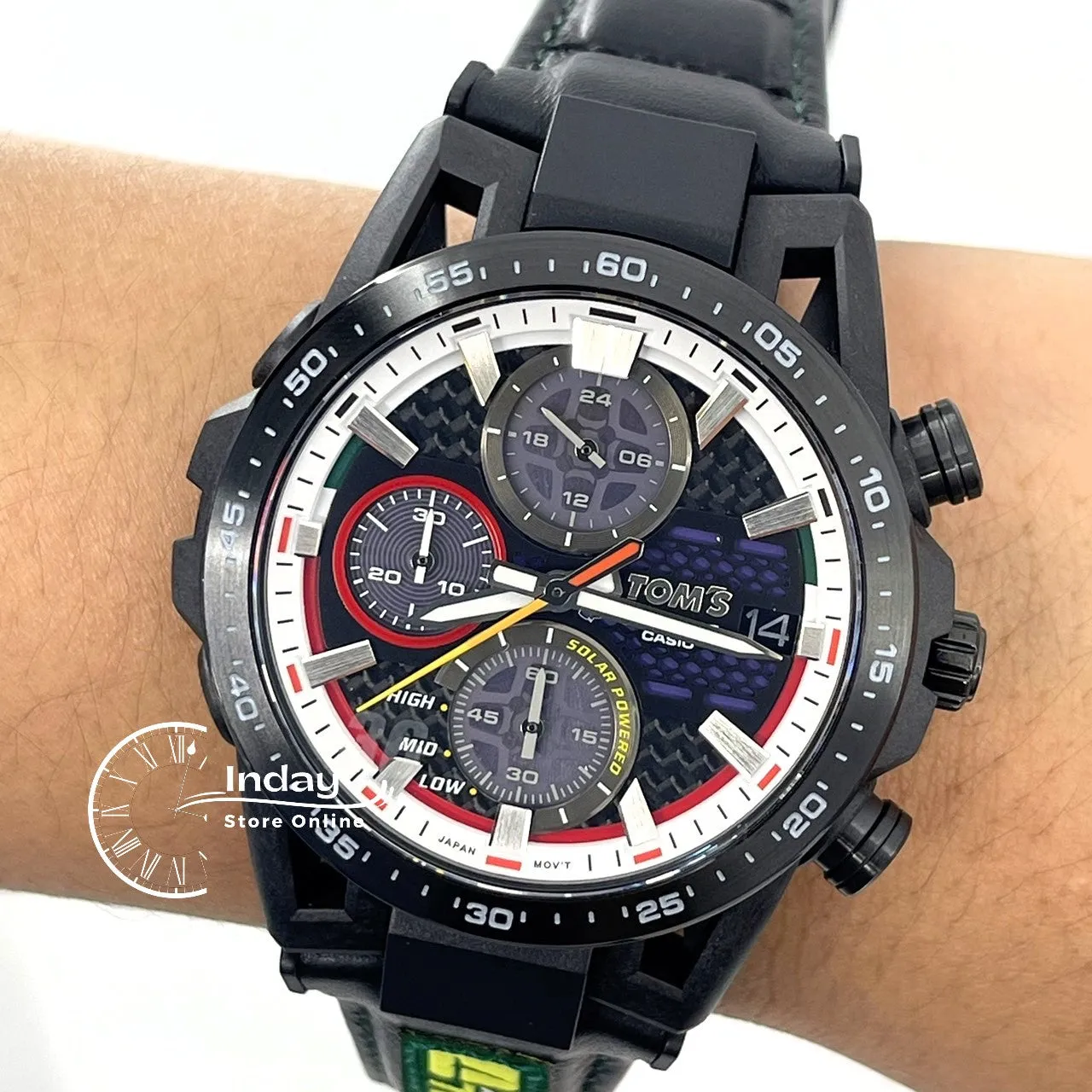 Casio Edifice Men's Watch EFS-S641TMS-1A Edifice Sospensione Sapphire Crystal Genuine Leather Band Solar Powered