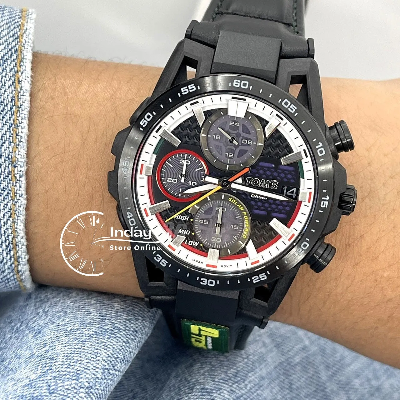 Casio Edifice Men's Watch EFS-S641TMS-1A Edifice Sospensione Sapphire Crystal Genuine Leather Band Solar Powered
